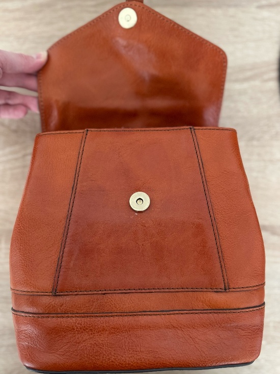 Divina Firenze Genuine Leather Orange 3 in 1 Purse Crossbody Backpack Italy main image 8